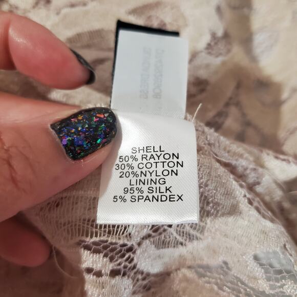 Diane von Furstenberg Olvida Lace Ruffle Silk Lined Dress Size 4 Beige Victorian - Picture 12 of 14